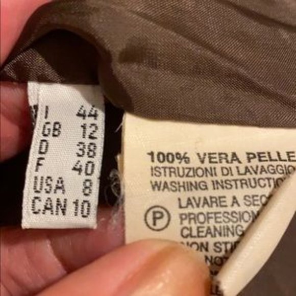 Rare vintage Mark Eisen collection brown leather coat with light tan piping - Picture 9 of 9